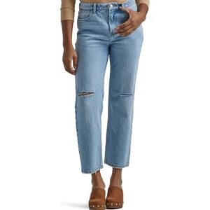 Wrangler High Rise Rodeo Straight Crop Jeans Distressed Size 14/32 NWT